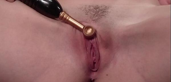  Clamped nipples slave pussy zappered